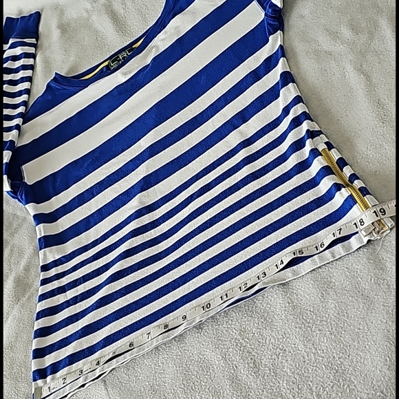 LRL Lauren Active Royal Blue Striped Sweatshirt - Picture 9 of 11